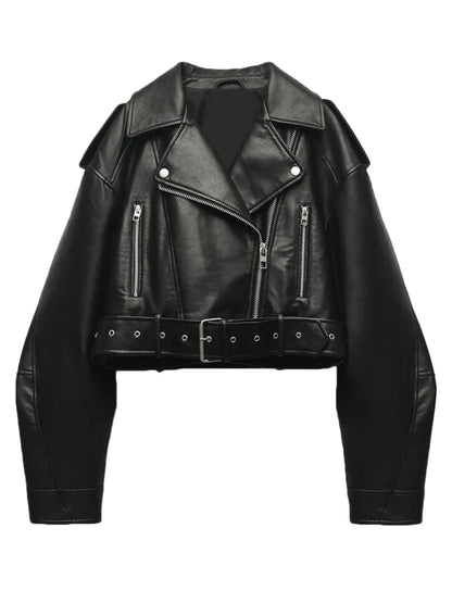 Faux Leather Zipper Jacket