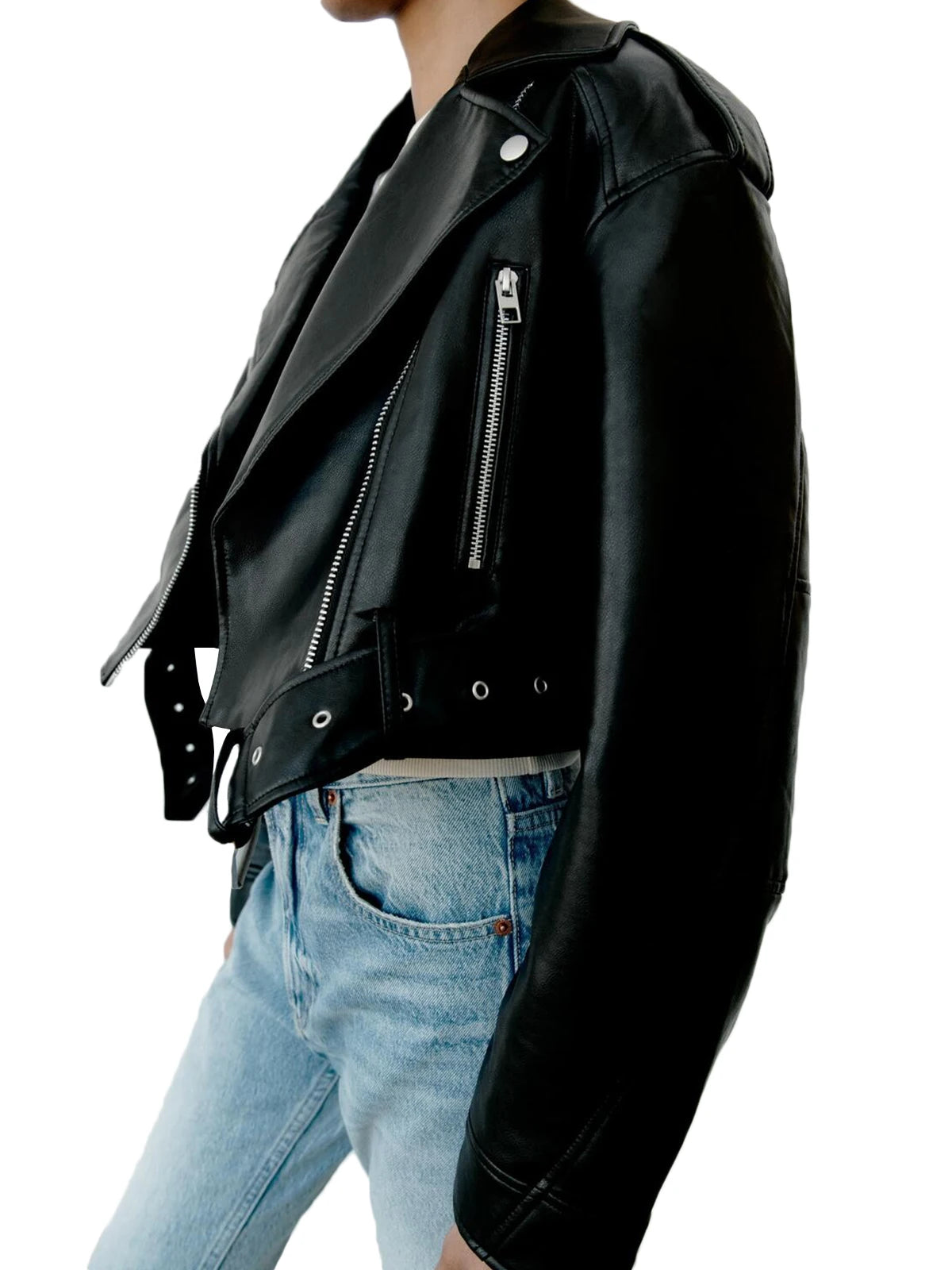 Faux Leather Zipper Jacket