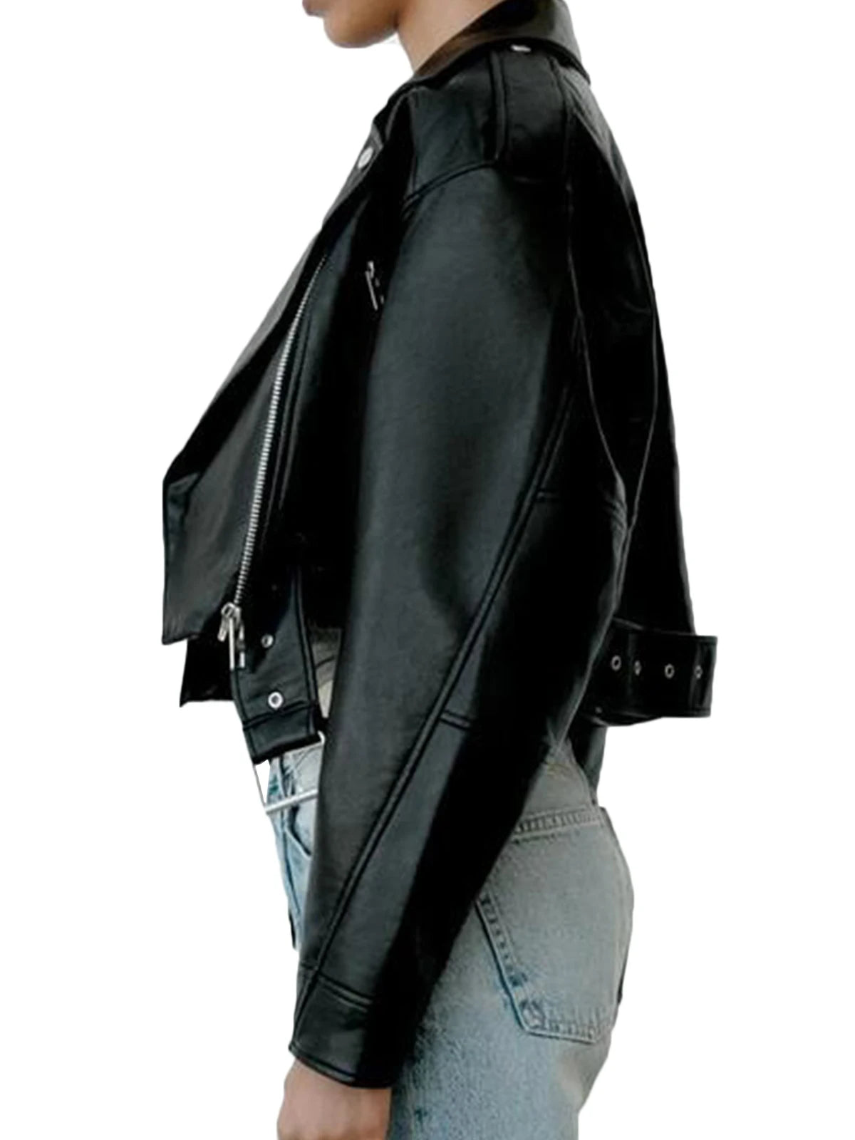 Faux Leather Zipper Jacket